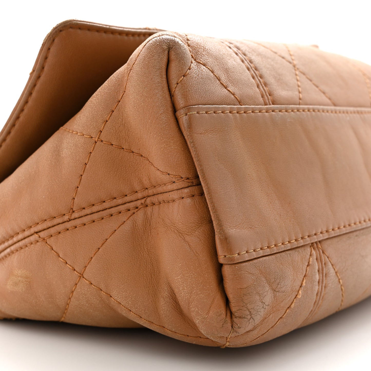 Lambskin Quilted Large Soft Touch Flap Beige