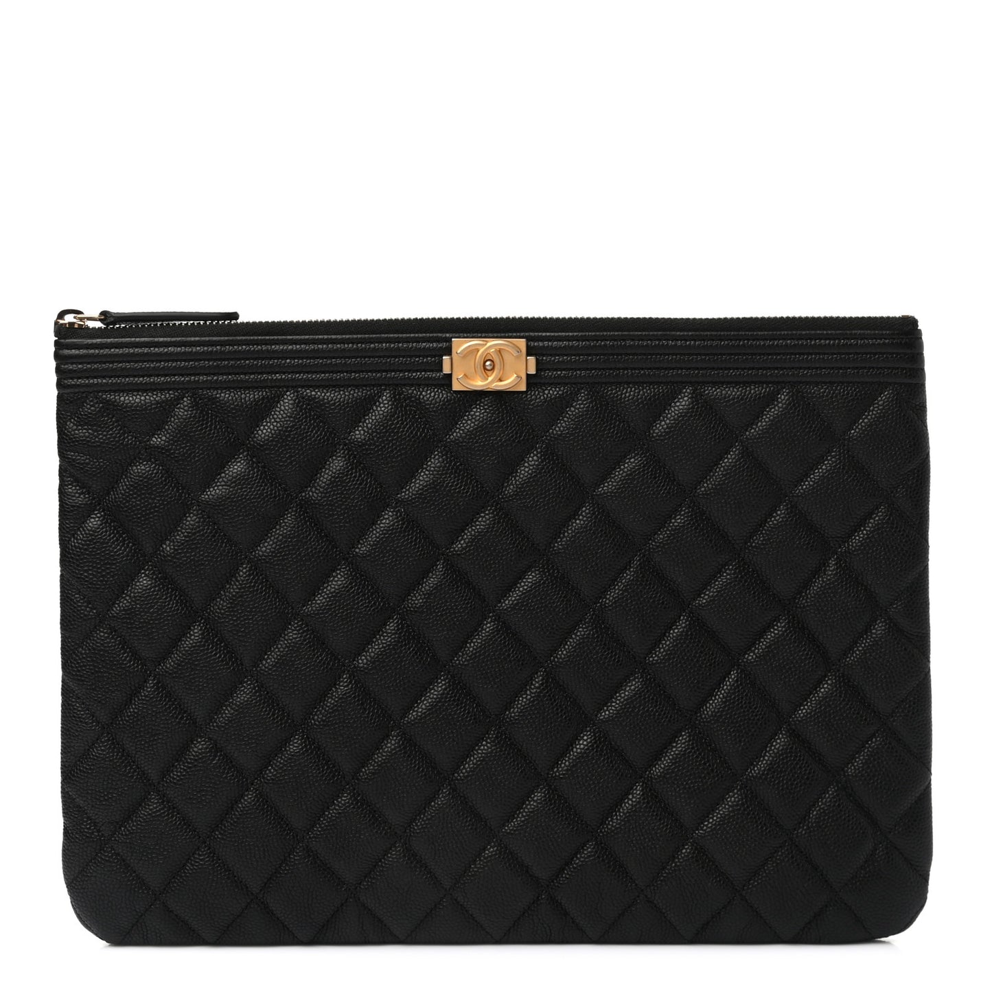 Caviar Quilted Medium Boy Cosmetic Case Black
