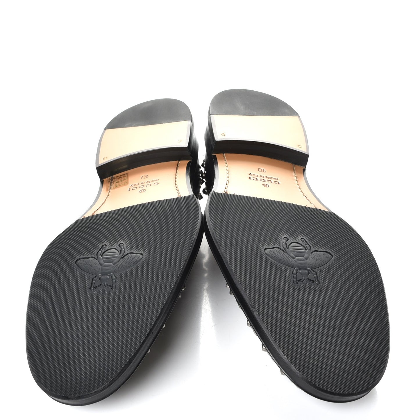 Mens Calfskin Studded Lace Up Loafers 10 Black