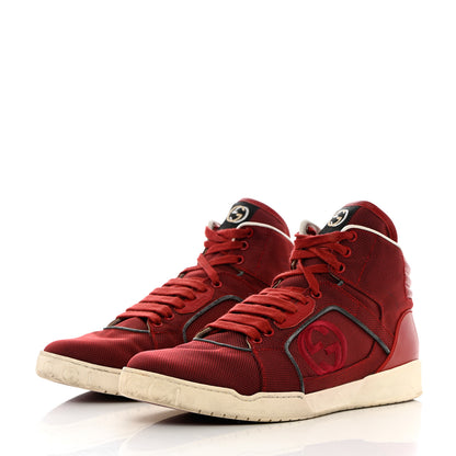 Gucci Baling Fabric Nappa Moorea Interlocking G Mens High Top Sneakers 9.5 Rosso Griggio 3 of 15