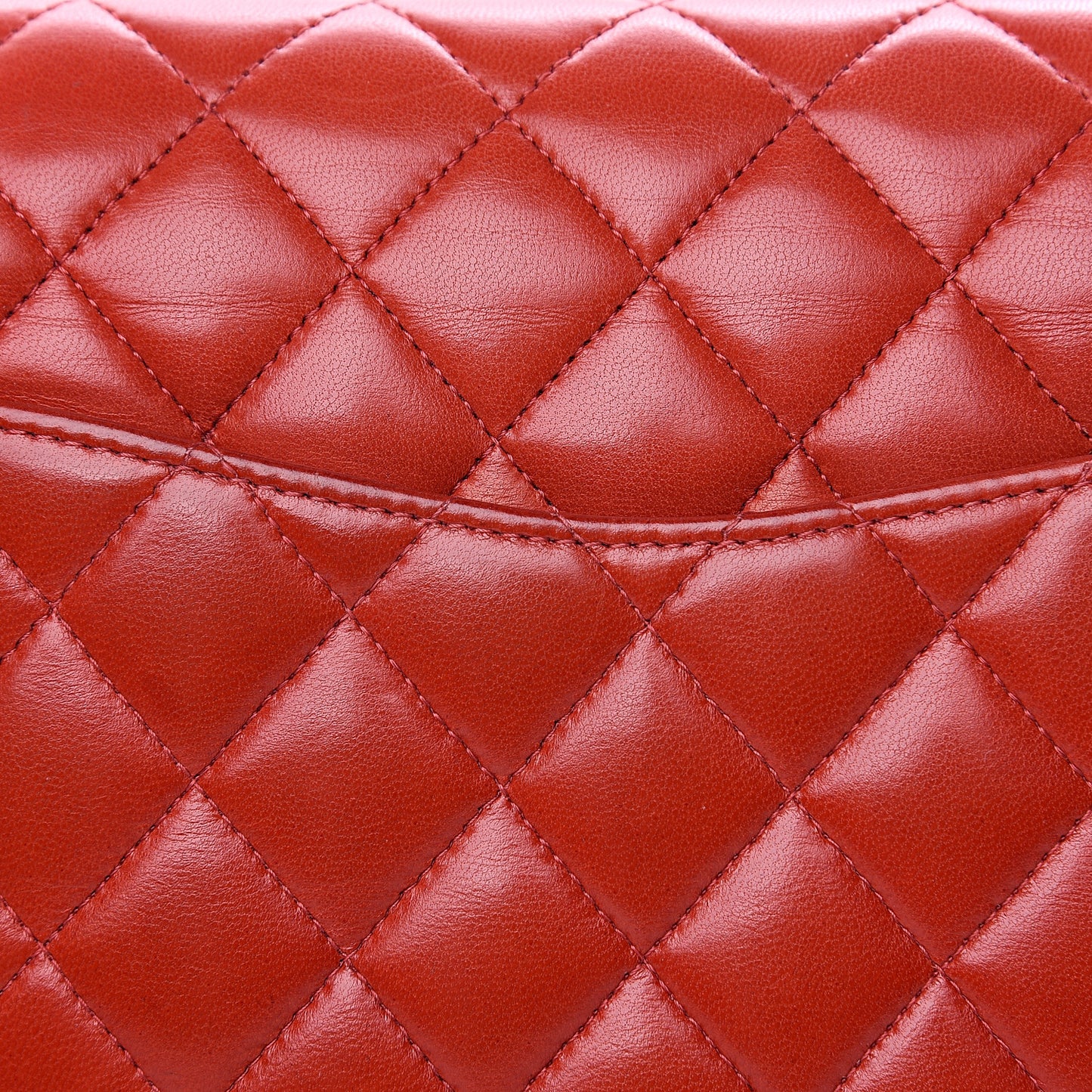 Lambskin Quilted Medium Double Flap Red