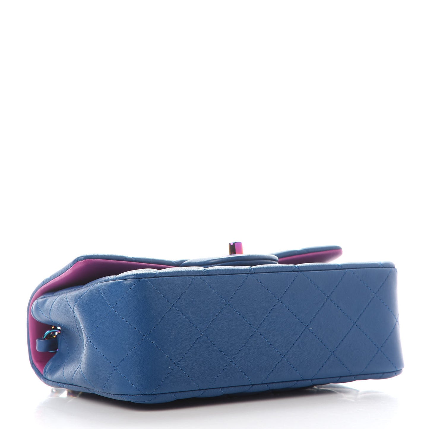 Lambskin Quilted Mini Rectangular Flap Blue Purple