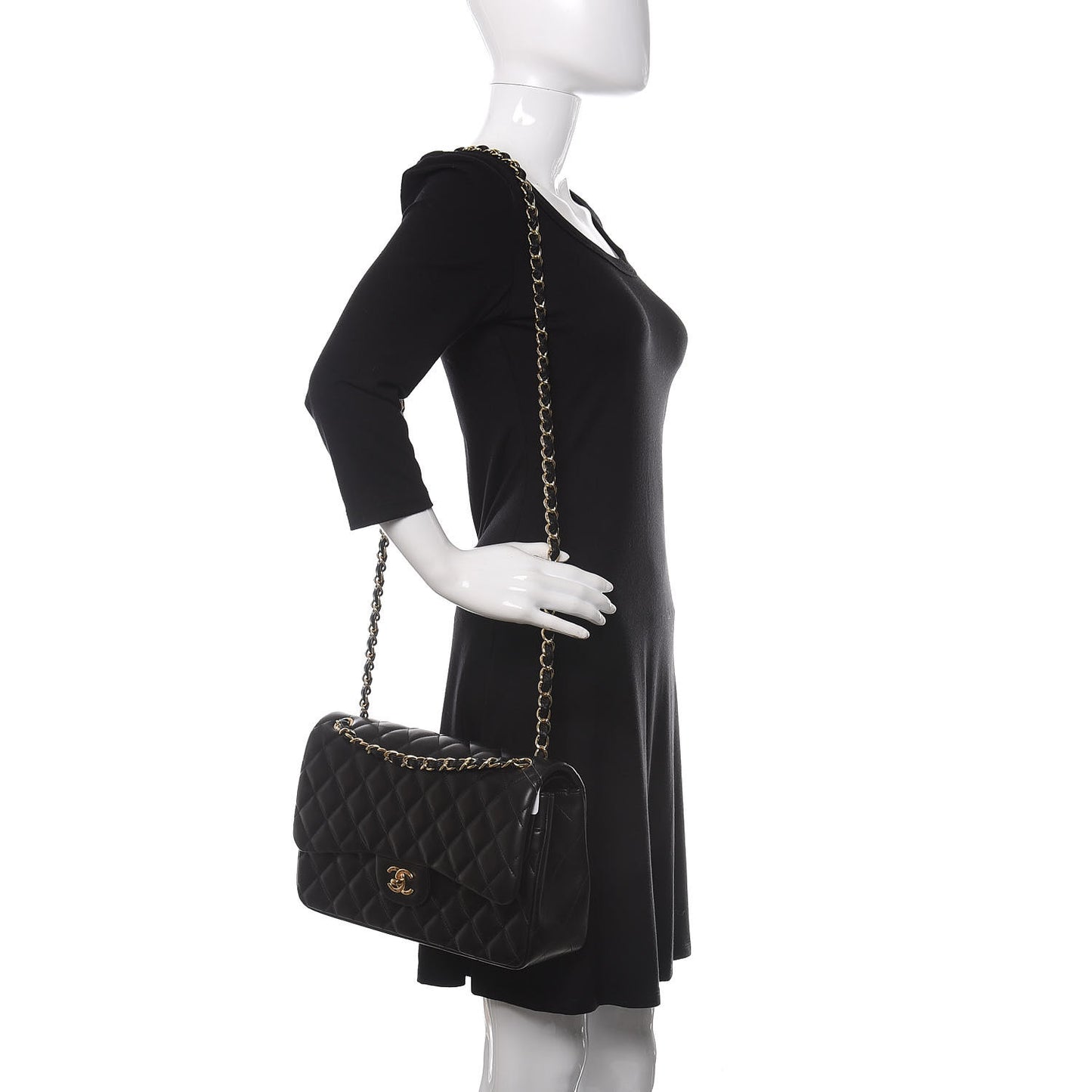 Lambskin Quilted Jumbo Double Flap Black