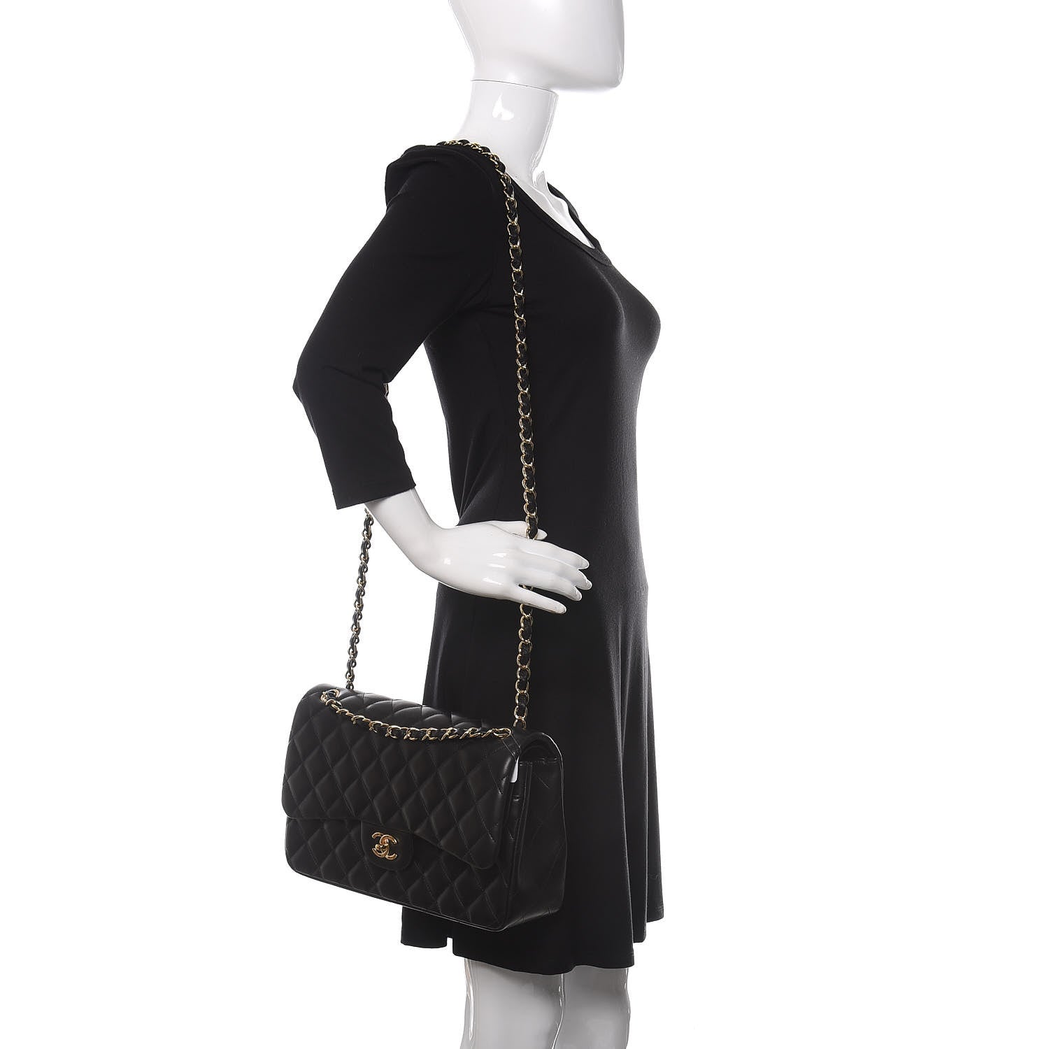 Chanel Lambskin Quilted Jumbo Double Flap Black 2 of 13