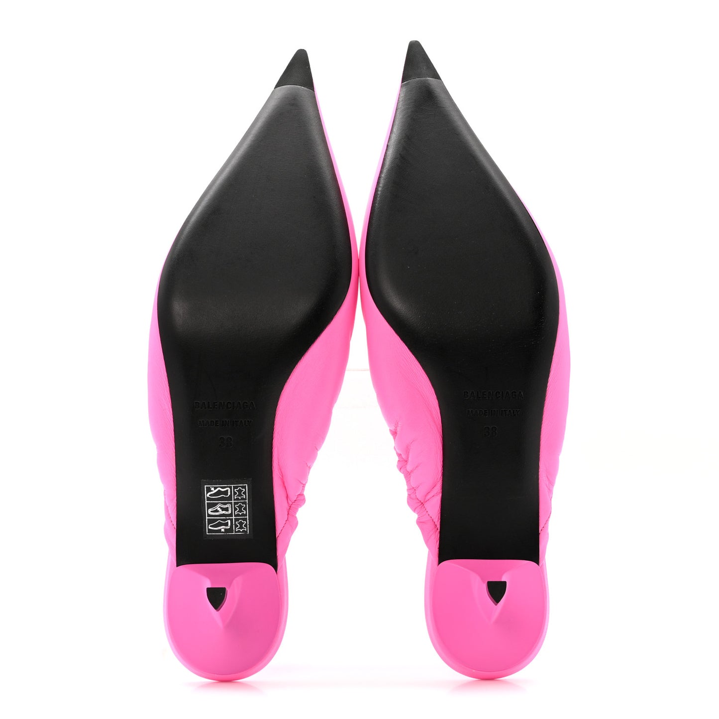 Smooth Nappa Pointed Toe Scrunch Knife 40mm Mules 38 Fluo Pink