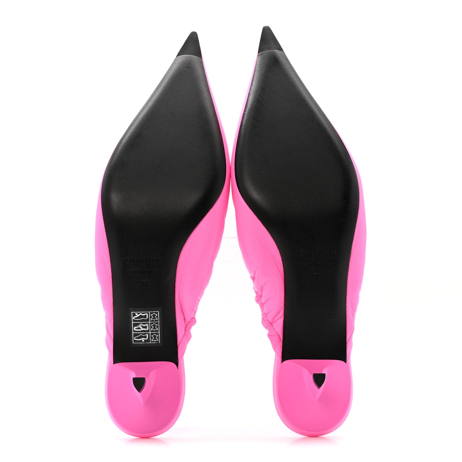 Balenciaga Smooth Nappa Pointed Toe Scrunch Knife 40mm Mules 38 Fluo Pink 6 of 10