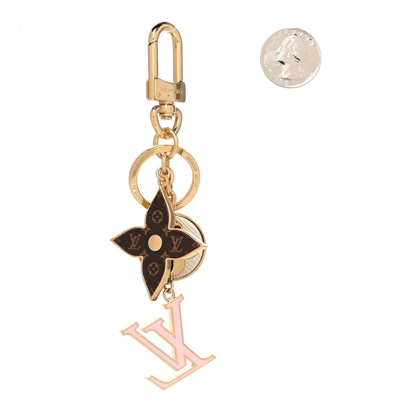Metal Monogram Epi Spring Street Bag Charm Key Holder Gold