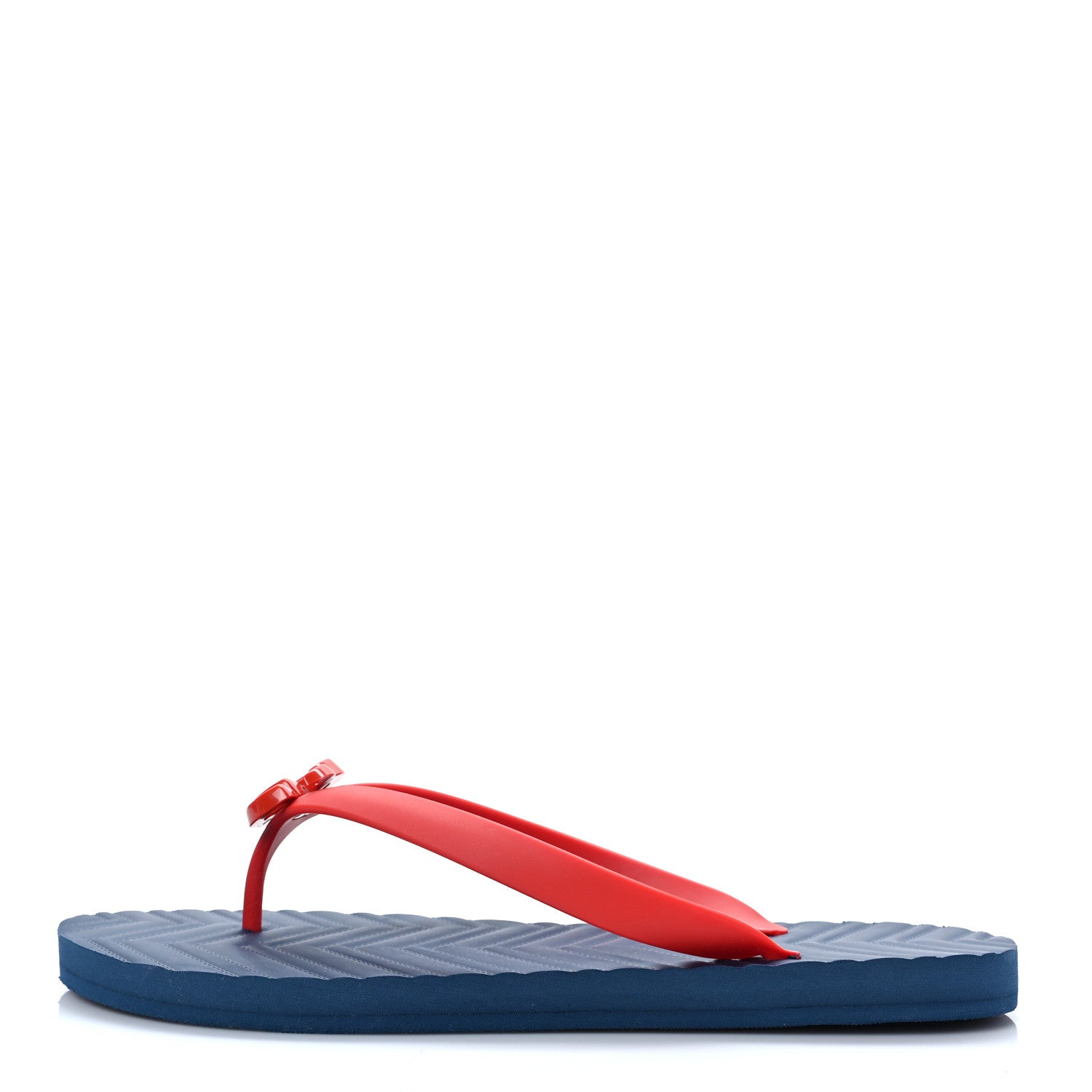 Gucci Rubber Chevron Mens GG Thong Flat Sandals 9 Orange Red 1 of 7