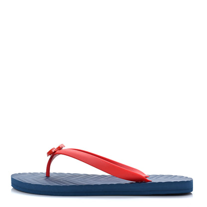 Gucci Rubber Chevron Mens GG Thong Flat Sandals 9 Orange Red 1 of 7