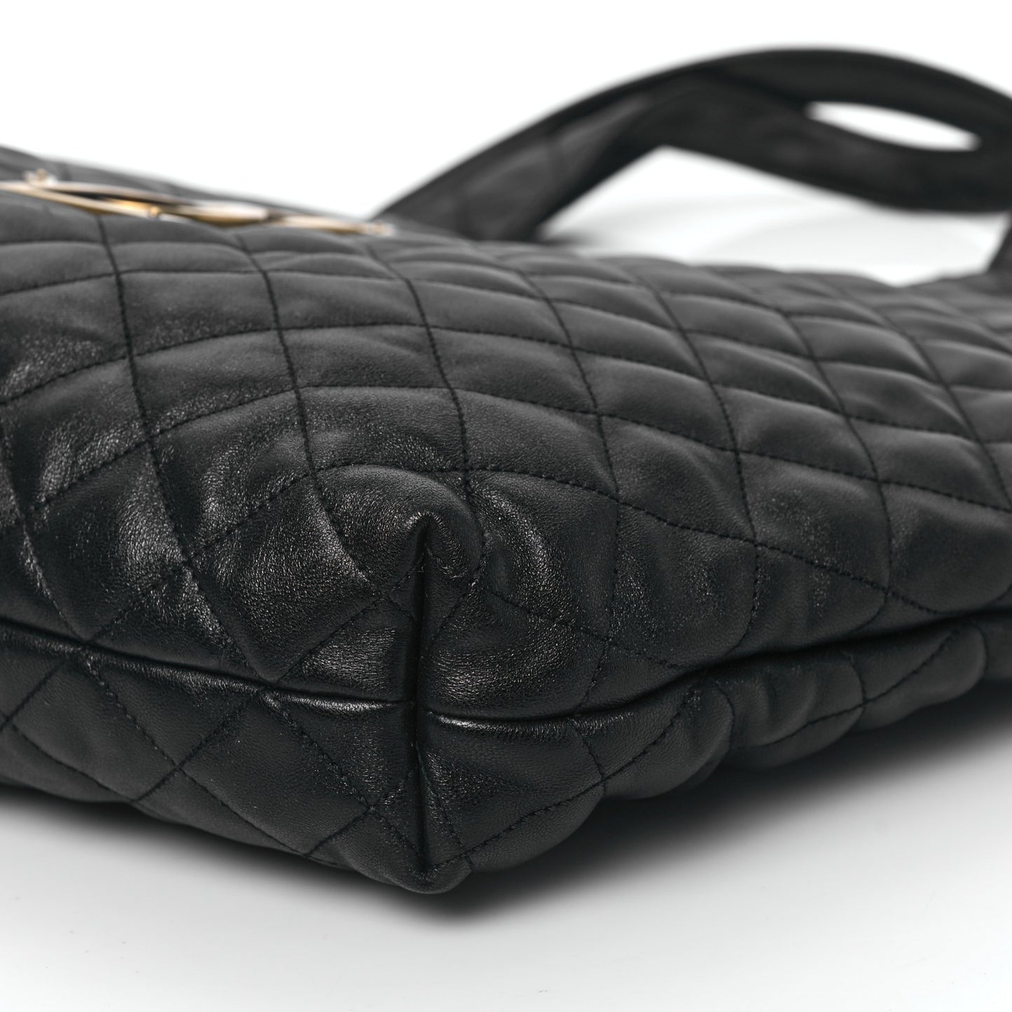 Lambskin Quilted Maxi Icare Shopping Tote Black