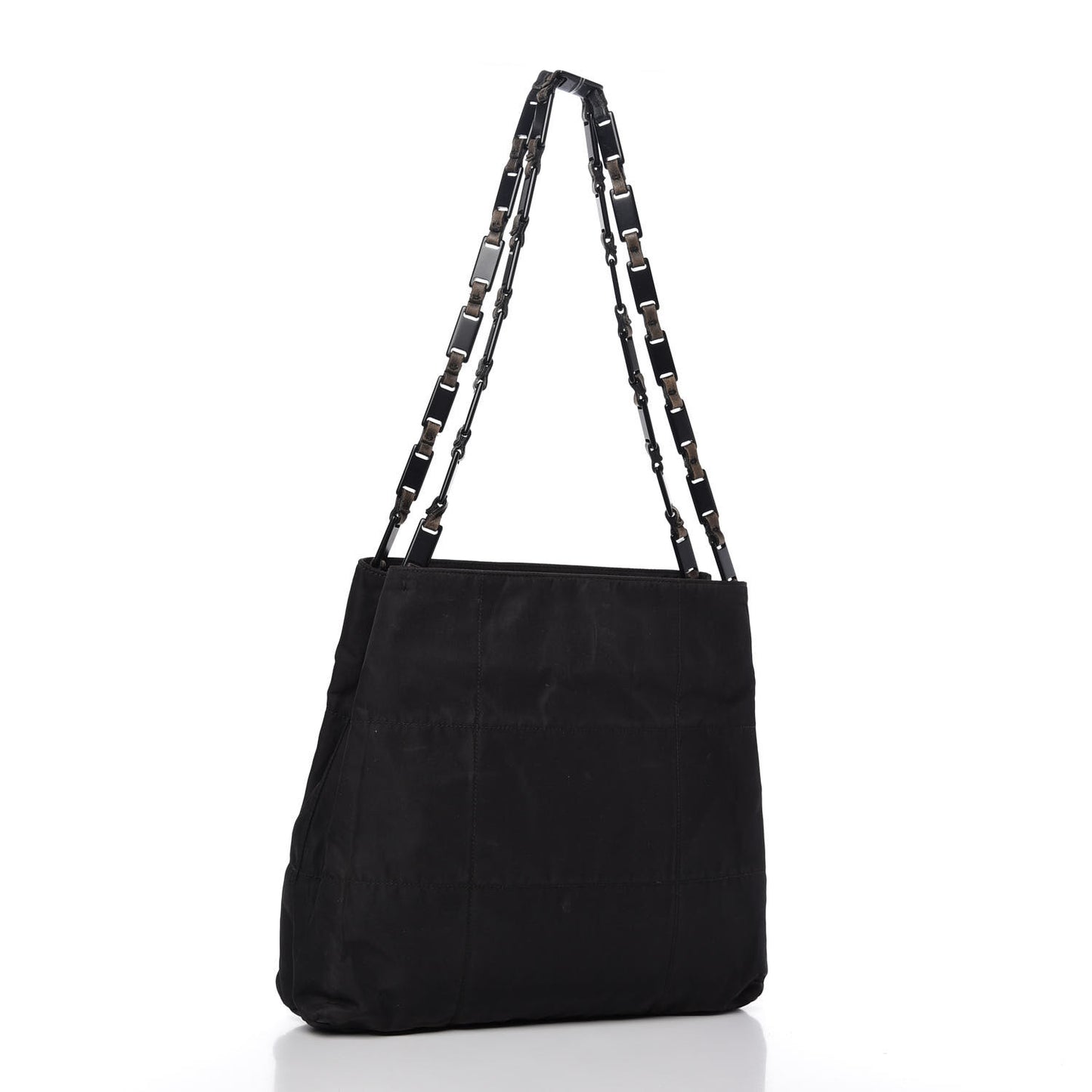 Tessuto Nylon Chain Shoulder Bag Black