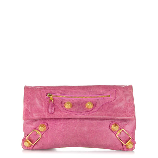 Agneau Giant 21 Gold Hardware Envelope Clutch Magenta