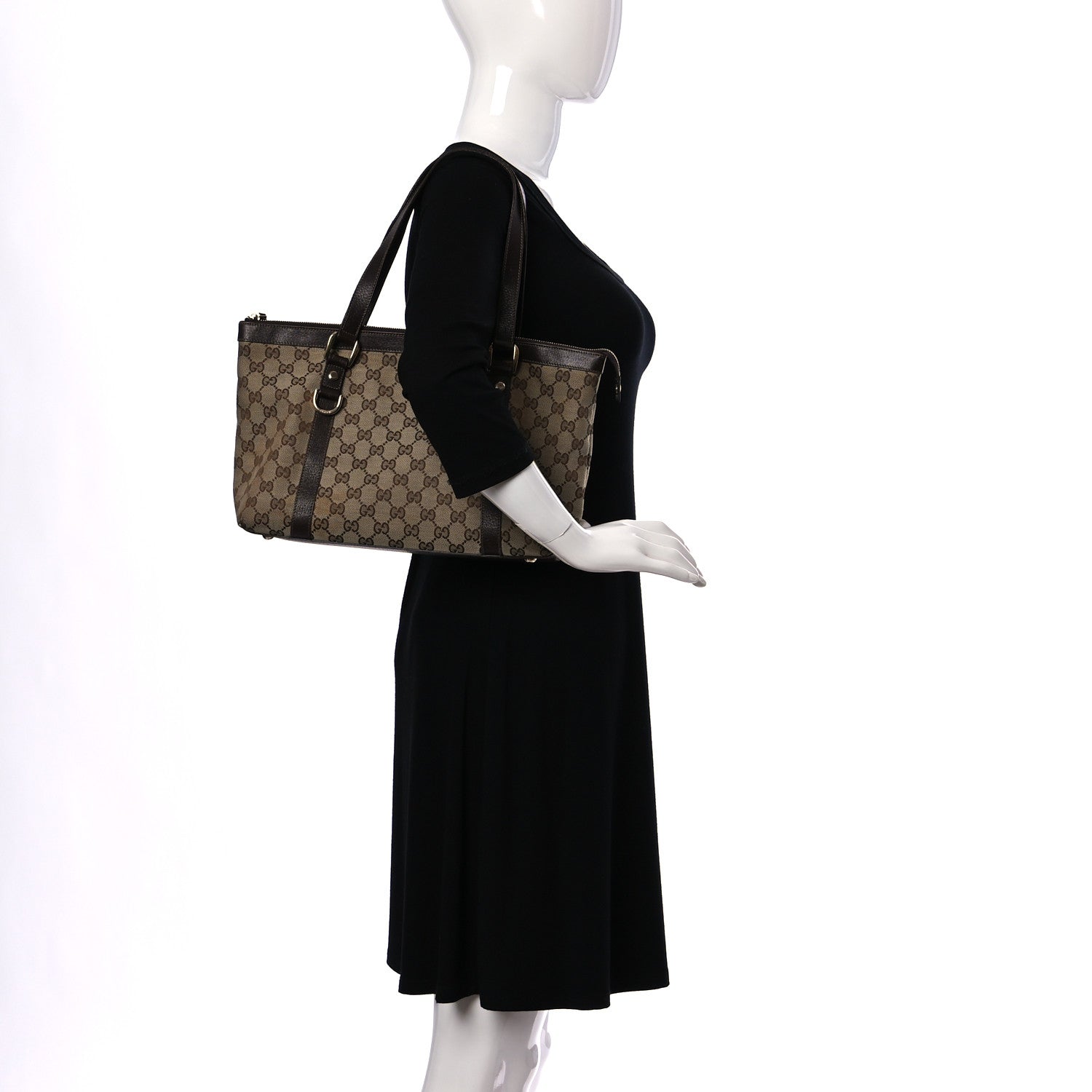 Gucci Monogram Medium Abbey Tote Dark Brown 2 of 14