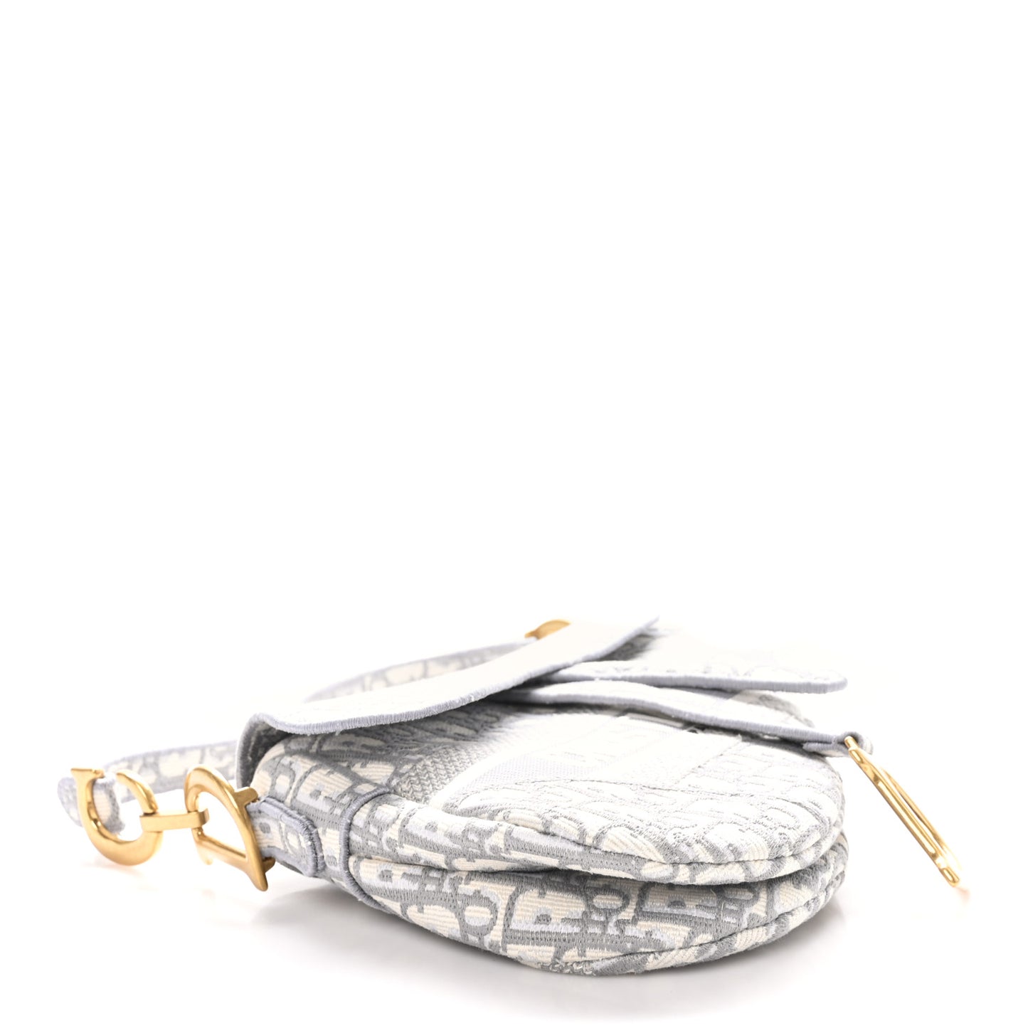 Oblique Embroidered Saddle Bag Gray