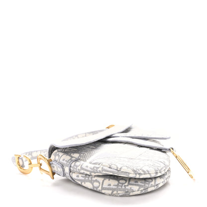 Christian Dior Oblique Embroidered Saddle Bag Gray 4 of 11