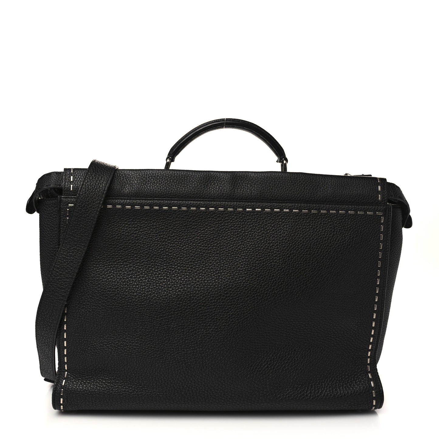 Cuoio Romano Selleria Metal Stitch Large Mens Peekaboo Iconic Essential Satchel Black