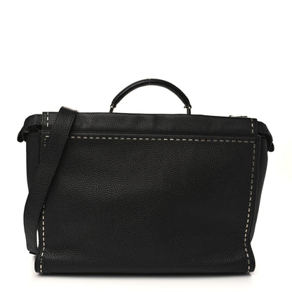 Fendi Cuoio Romano Selleria Metal Stitch Large Mens Peekaboo Iconic Essential Satchel Black 1 of 7