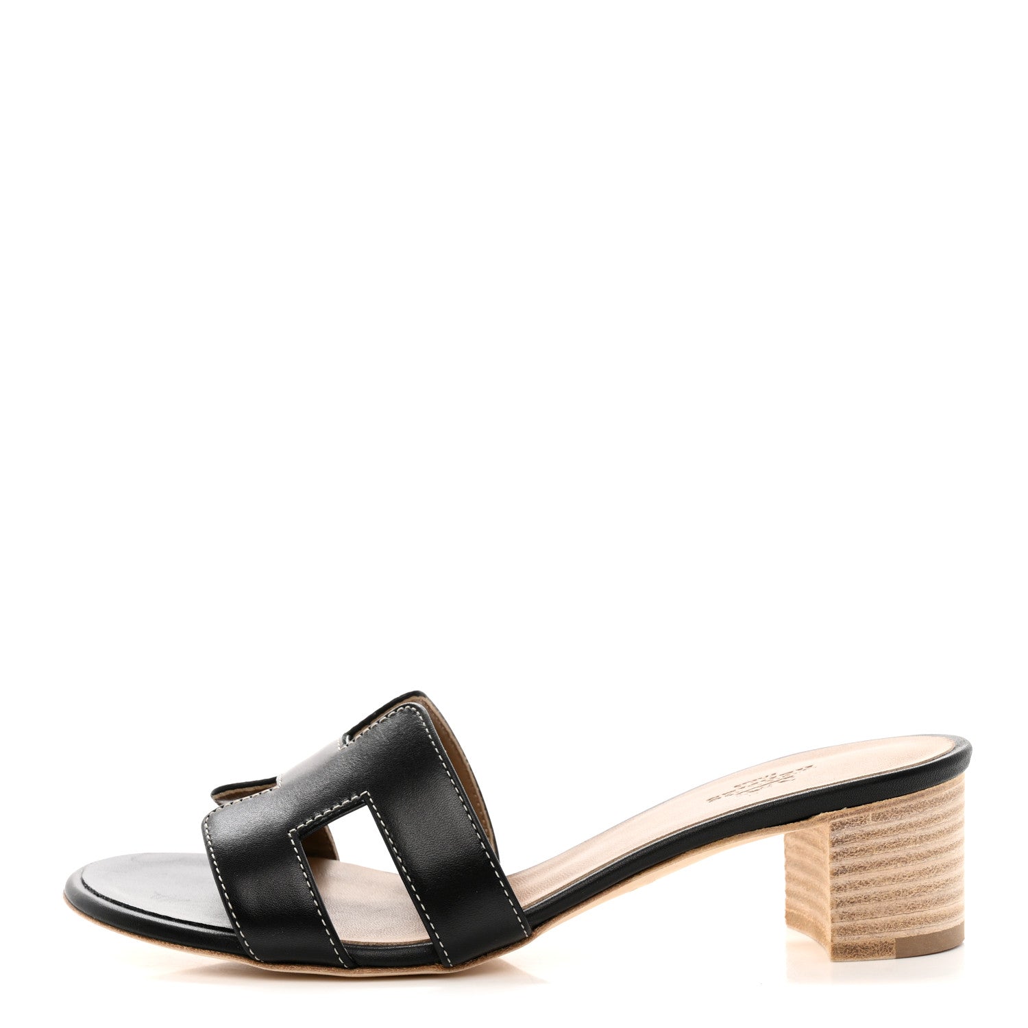 Hermes Calfskin Oasis Sandals 37 Black 1 of 9
