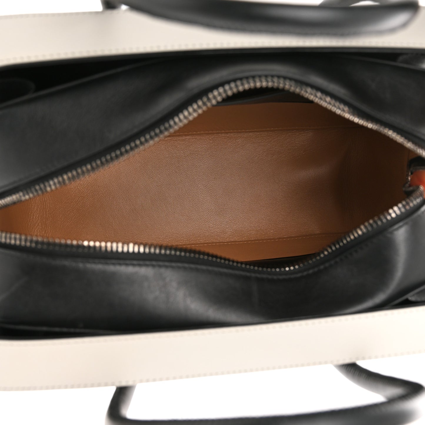Calfskin Top Handle Bag White Black