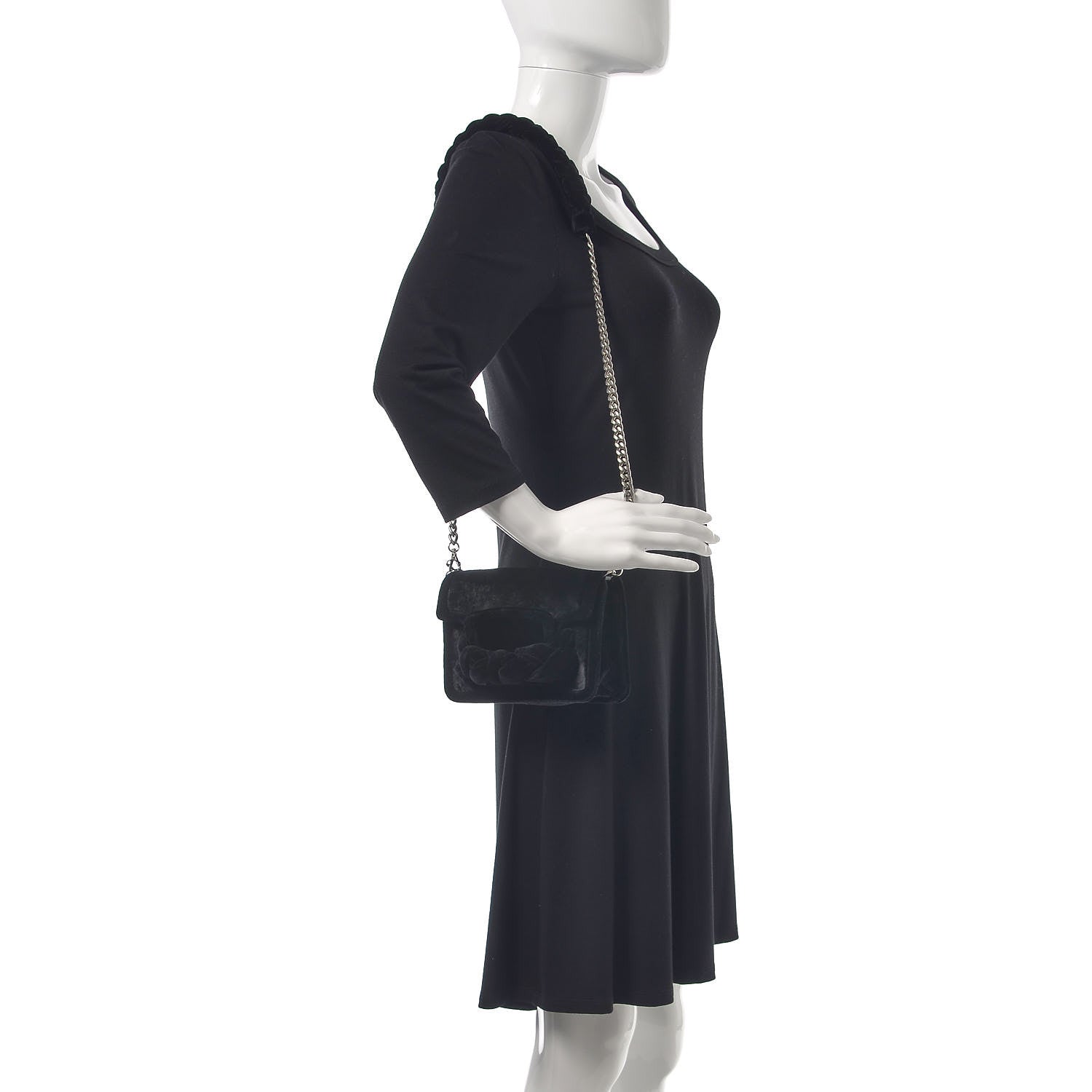 Miu Miu Velluto Froisse Tresse Shoulder Bag Black 2 of 6