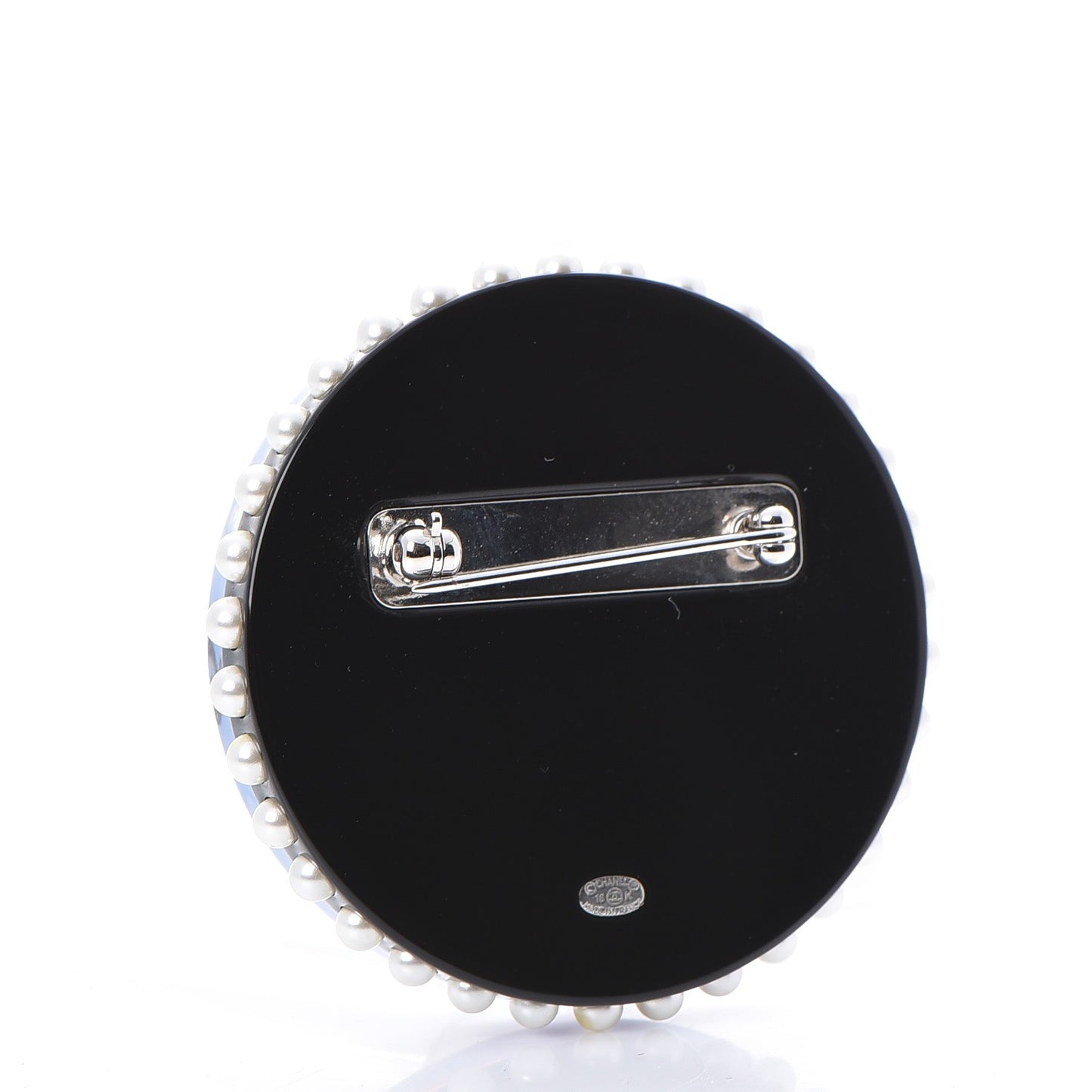 Metal Resin Pearl Emoji Brooch Purple Silver