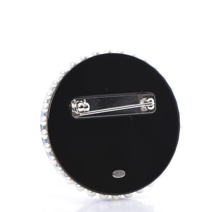Chanel Metal Resin Pearl Emoji Brooch Purple Silver 3 of 6