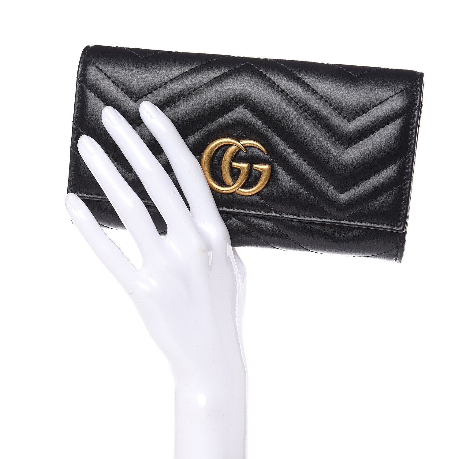 Gucci Calfskin Matelasse GG Marmont Continental Wallet Black 2 of 7