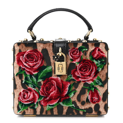 Dolce & Gabbana Velvet Snakeskin Leopard Floral Box Bag Black Multicolor 1 of 12