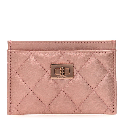 Chanel Metallic Grained Calfskin Quilted Reissue Card Holder Copper Pink 1 of 8