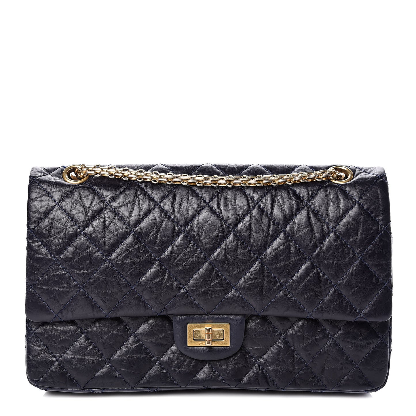 Aged Calfskin Quilted 2.55 Reissue 226 Flap Navy Dark Blue