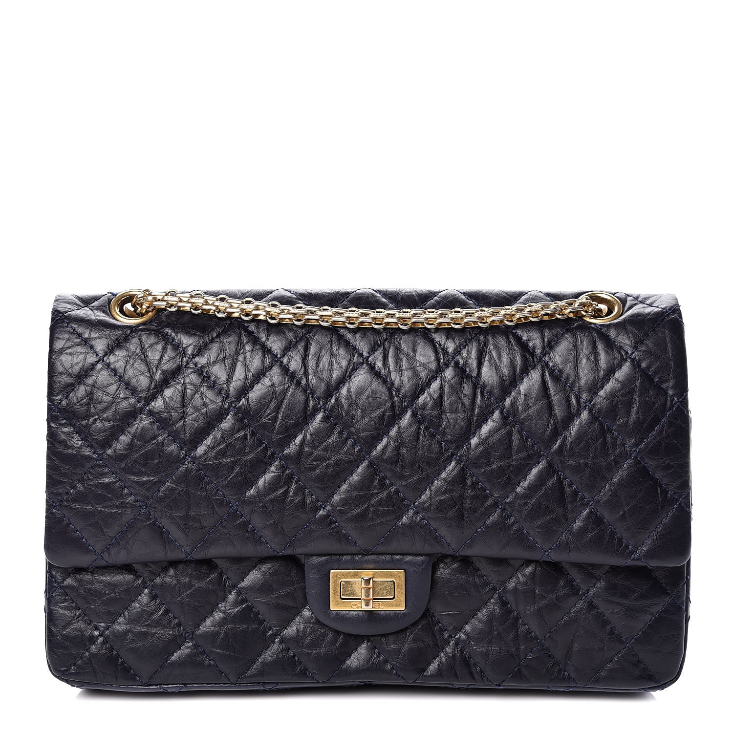 Chanel Aged Calfskin Quilted 2.55 Reissue 226 Flap Navy Dark Blue 1 of 15