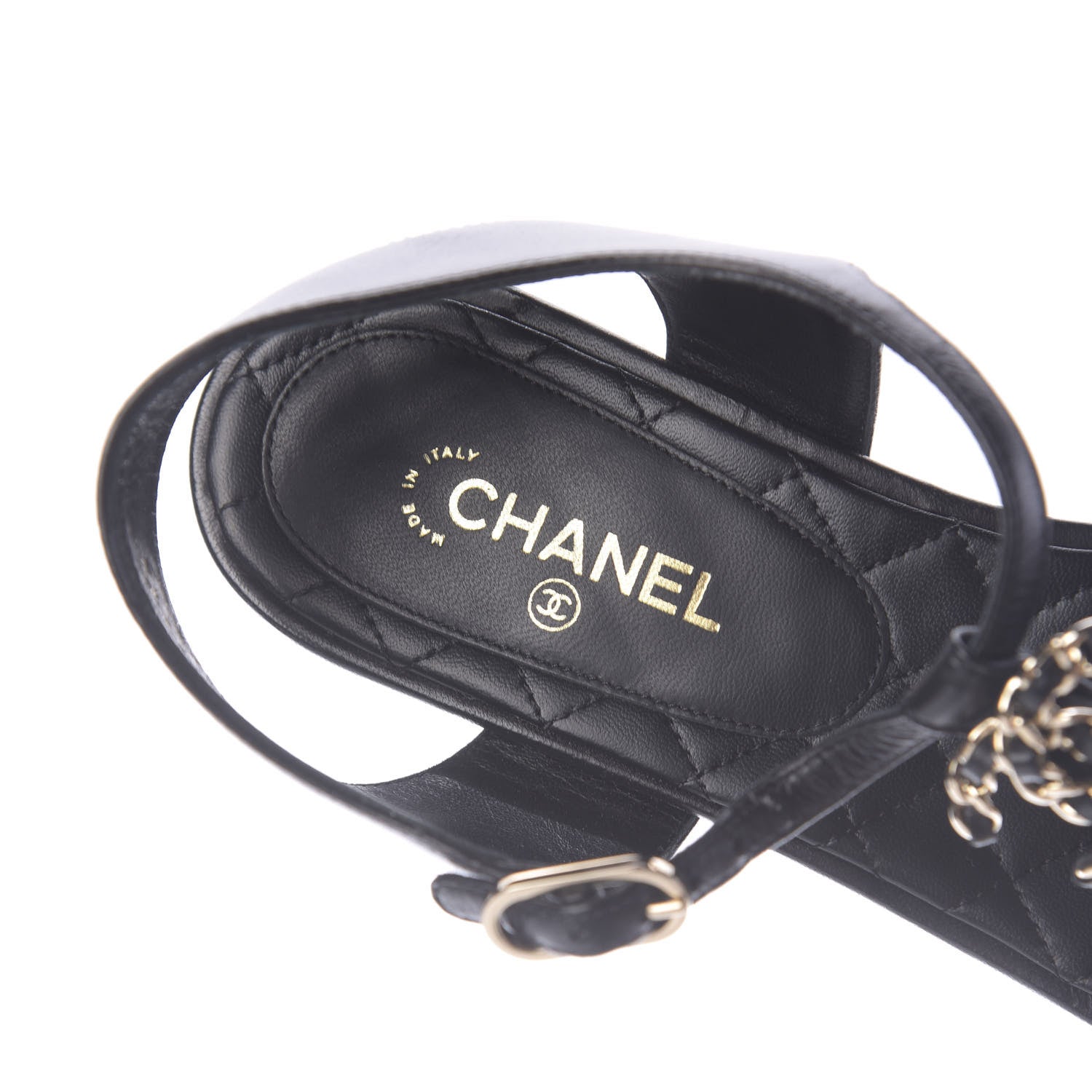 Chanel Lambskin CC Thong Sandals 38 Black 8 of 12