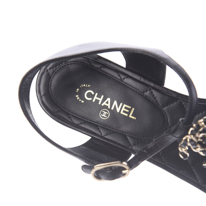 Chanel Lambskin CC Thong Sandals 38 Black 8 of 12