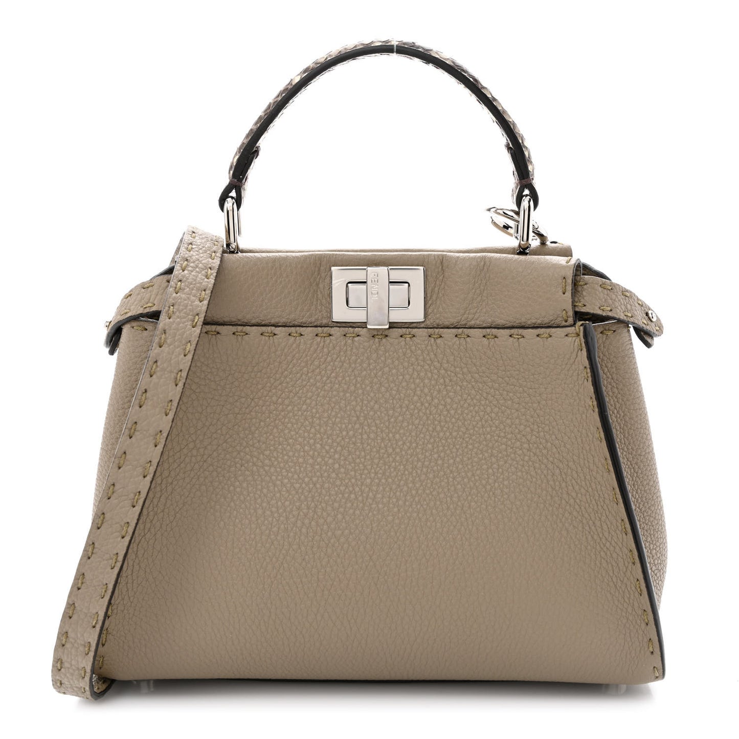 Cuoio Romano Snakeskin Selleria Mini Peekaboo Iconic Satchel Corda White
