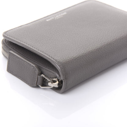 Saint Laurent Grained Calfskin Rive Gauche Compact Zip Around Wallet Fog 5 of 11
