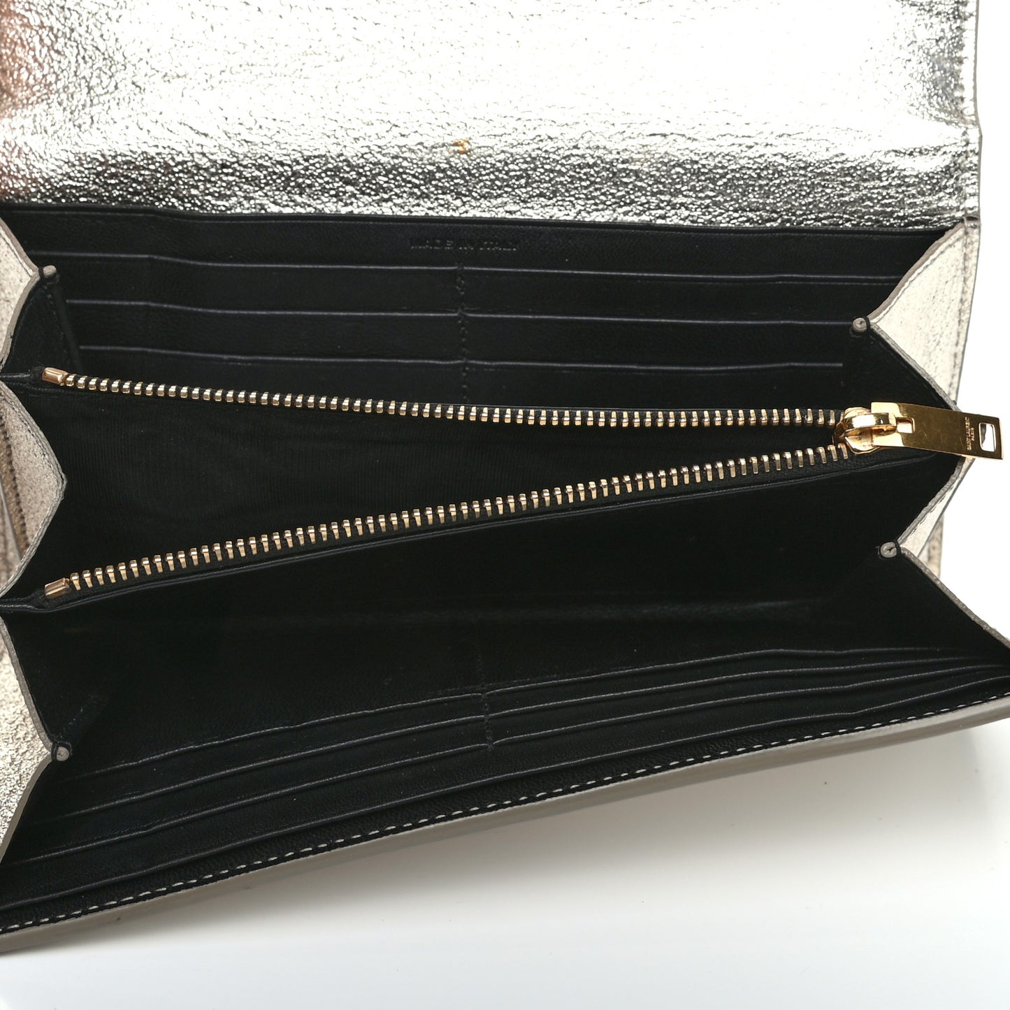 Metallic Calfskin Classic Monogram Cassandre Wallet Silver