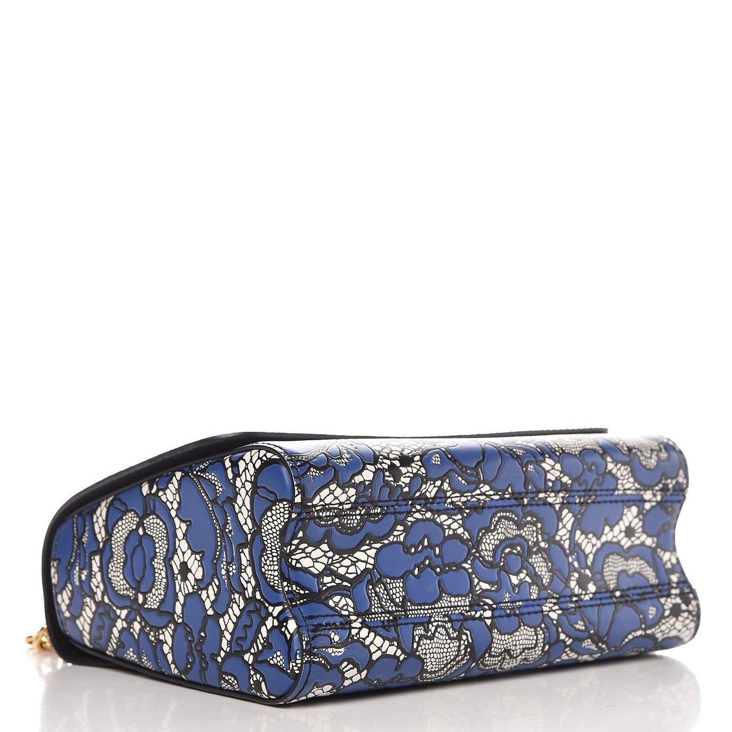 Calfskin Printed Twist Shoulder Bag MM Blue Black