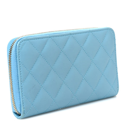 Chanel Lambskin Quilted Medium Zip Around Wallet Blue 3 of 8