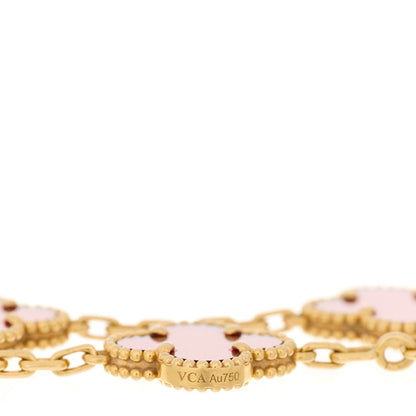 Van Cleef & Arpels 18K Yellow Gold Carnelian 5 Motifs Vintage Alhambra Bracelet 3 of 4