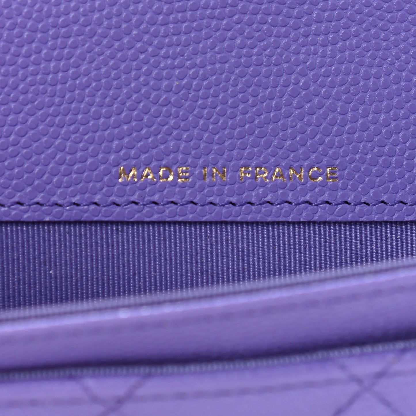 Caviar Quilted Flap Card Holder Wallet Purple