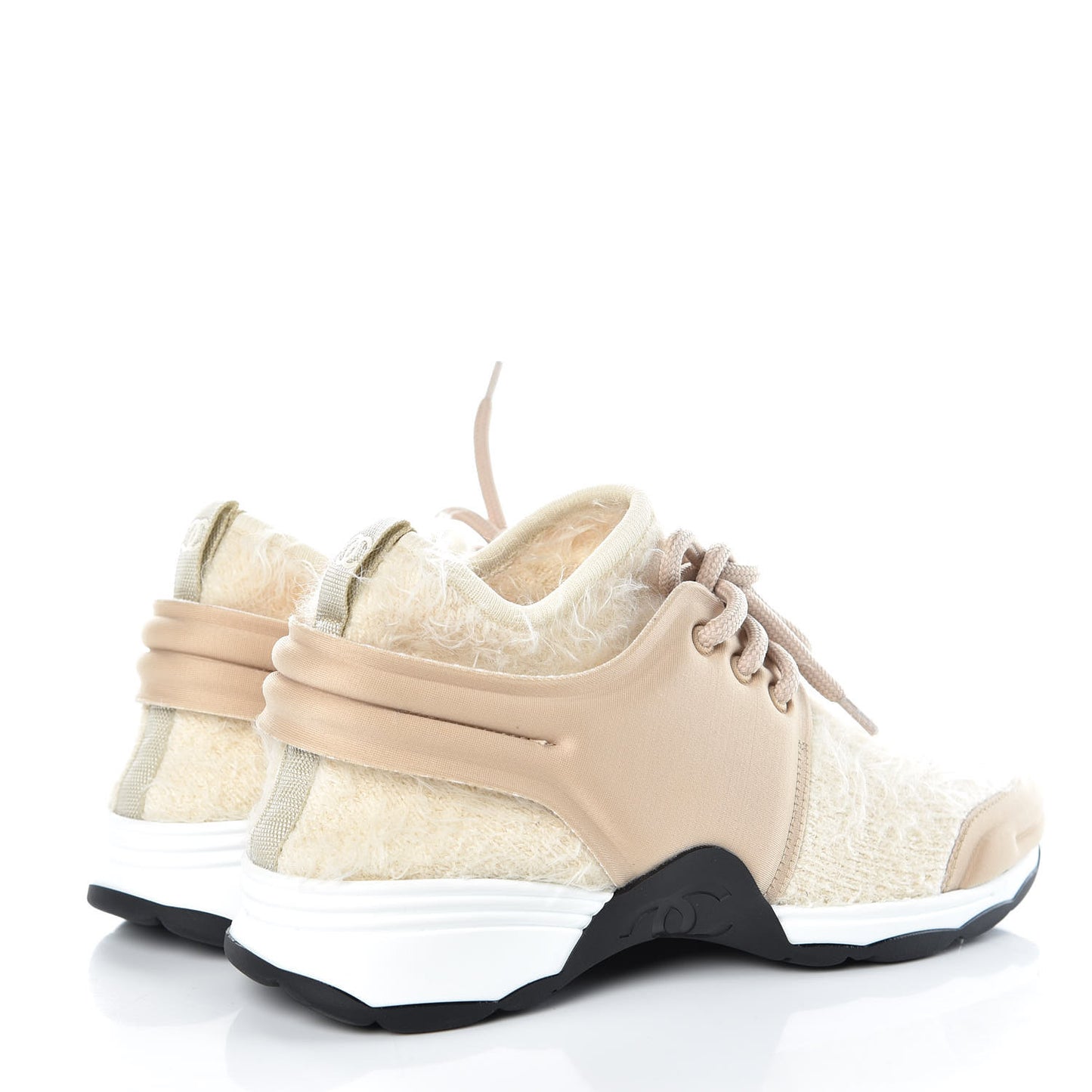 Stretch Fabric Satin CC Sneakers 35 Light Beige