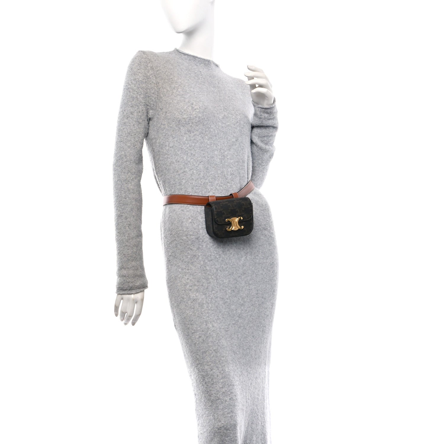 Celine Triomphe Mini Canvas Claude Belt Bag  80 32 Tan 2 of 12