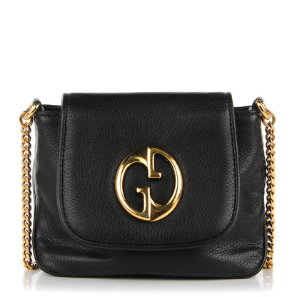 Gucci Pebbled Calfskin Small 1973 Chain Shoulder Bag Black 1 of 7