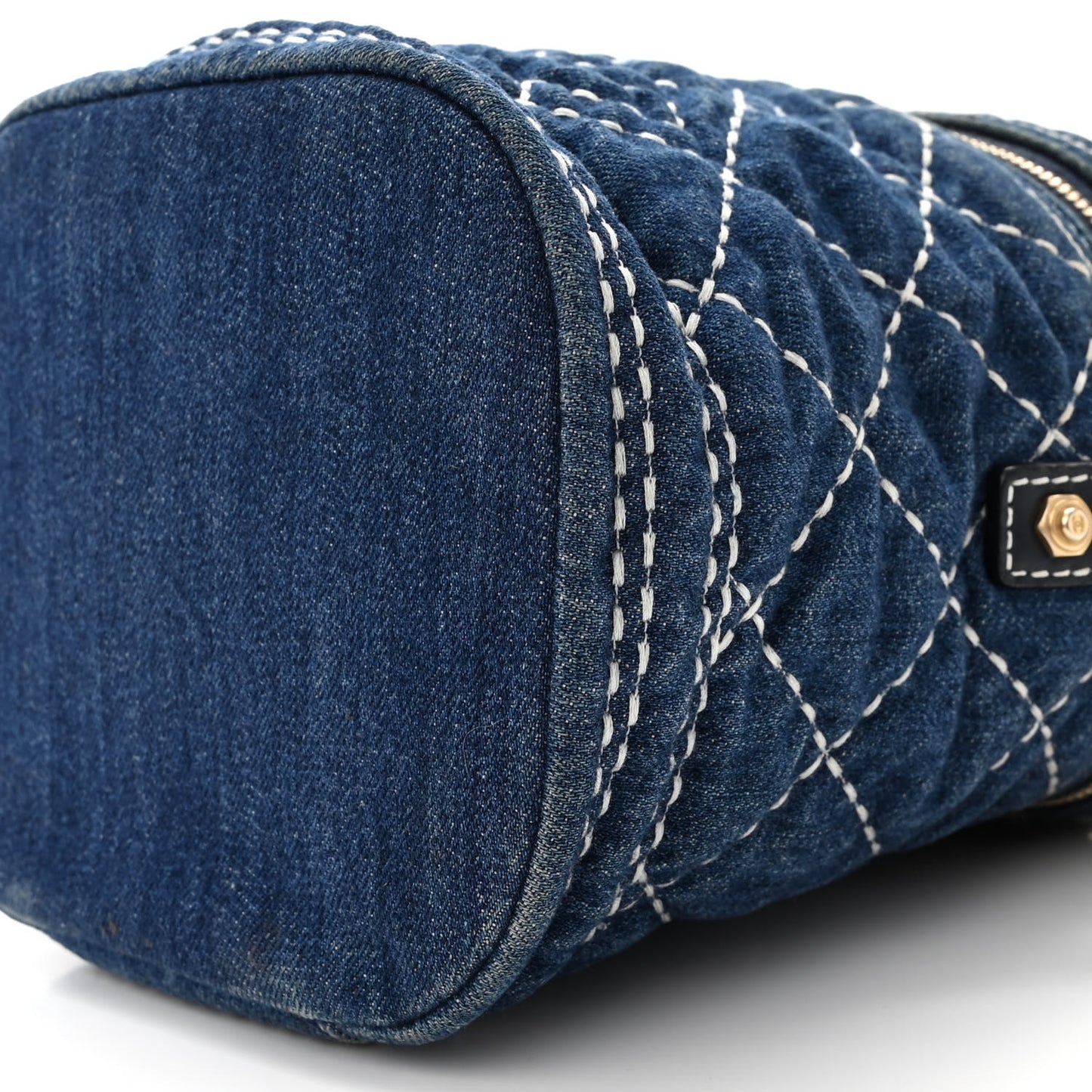 Denim Quilted Denim Trip Vanity Cosmetic Case Blue