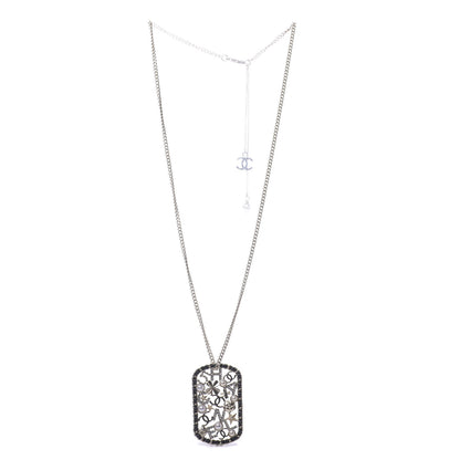 Chanel Lambskin Pearl Strass Sergeant Chain Dog Tag Charm Necklace Gold 3 of 6