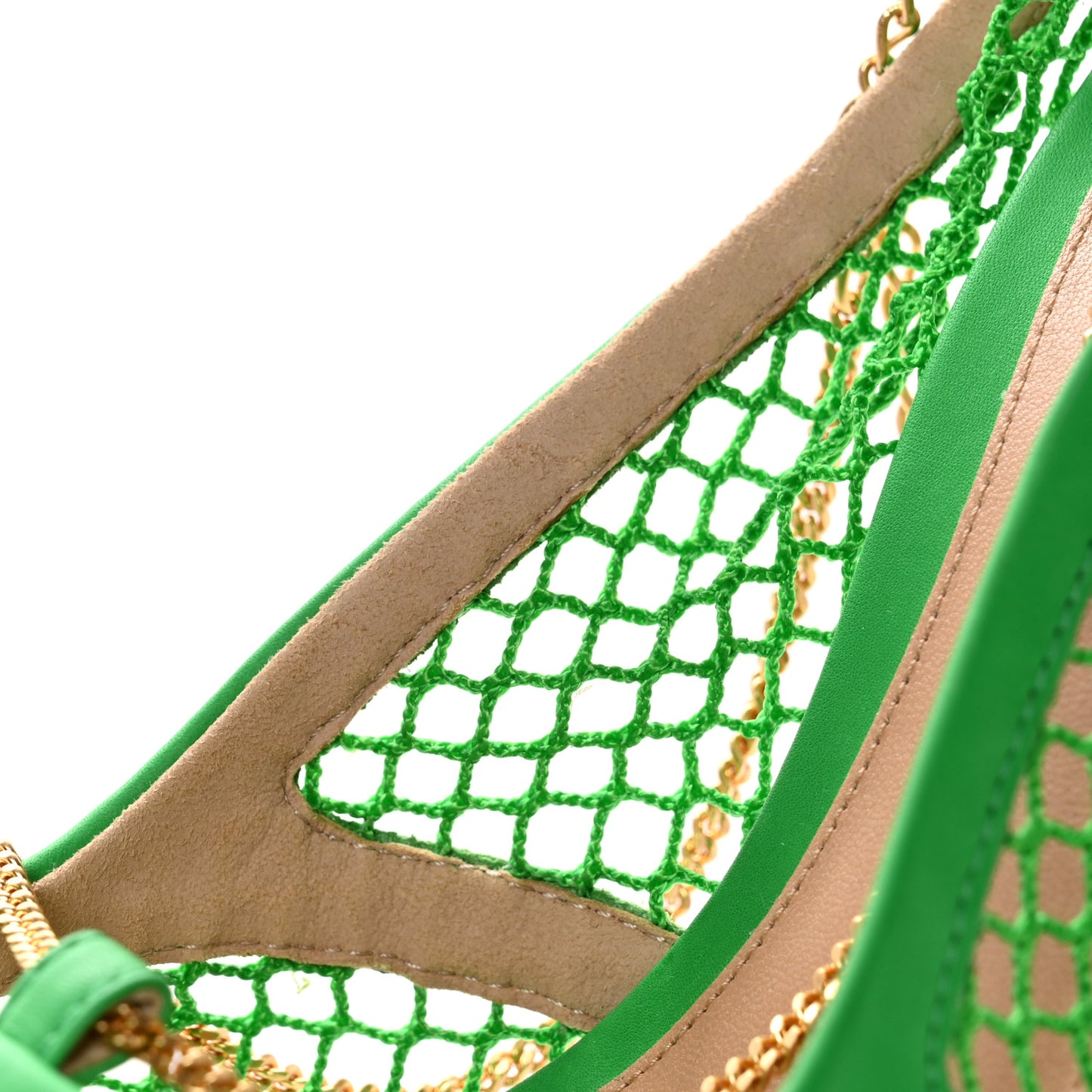 Mesh Calfskin Chain Stretch Pumps 40.5 Parakeet