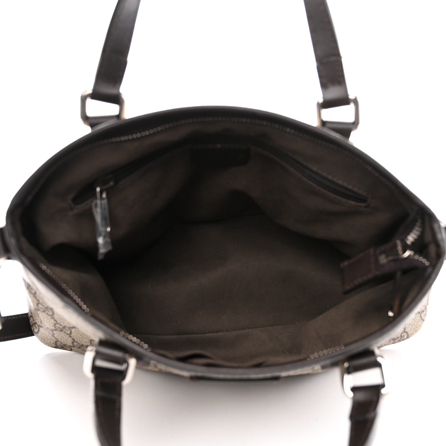 GG Supreme Monogram Small Zippered Tote Dark Brown