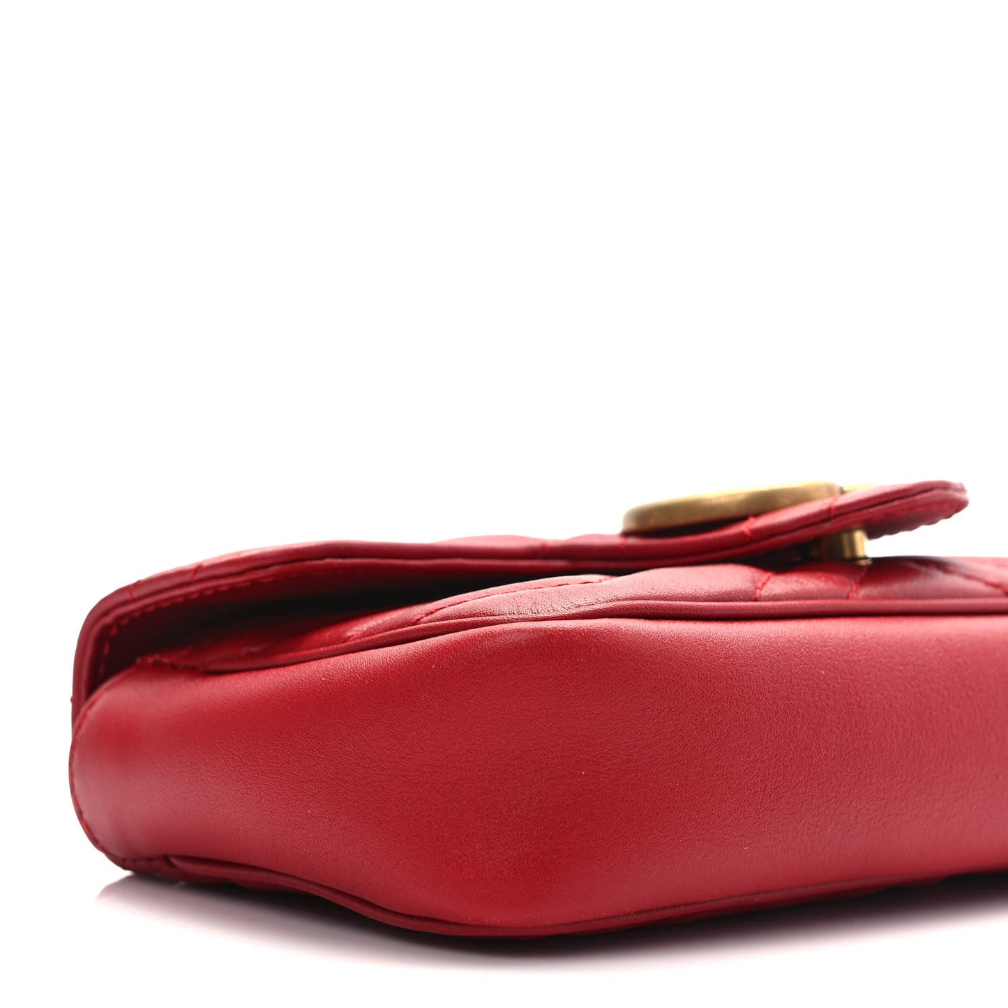 Calfskin Matelasse Super Mini GG Marmont Shoulder Bag Hibiscus Red