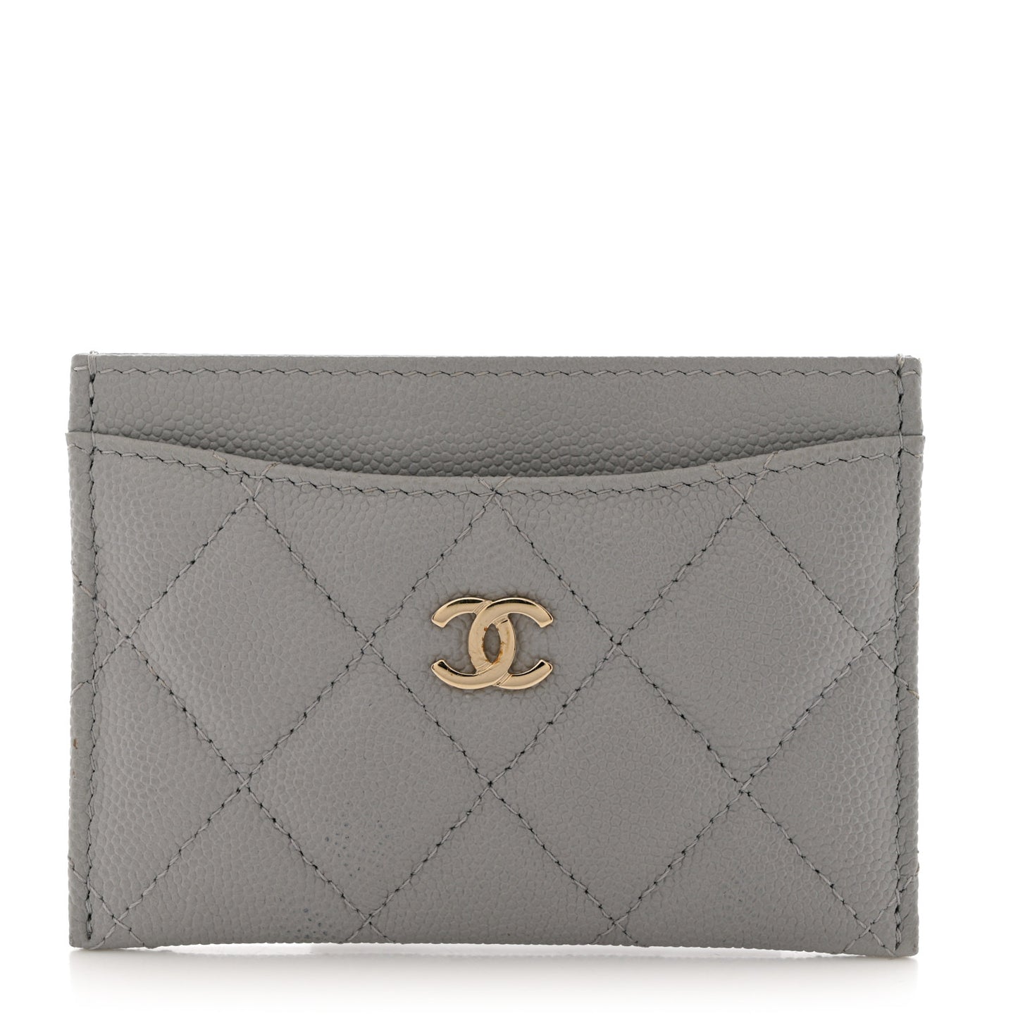 Caviar Quilted Card Holder Grey