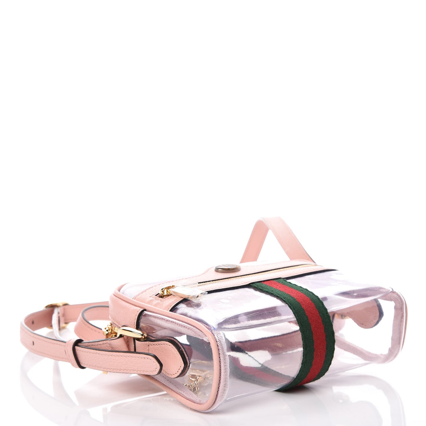 Vinyl Web Mini Ophidia Transparent Shoulder Bag Perfect Pink